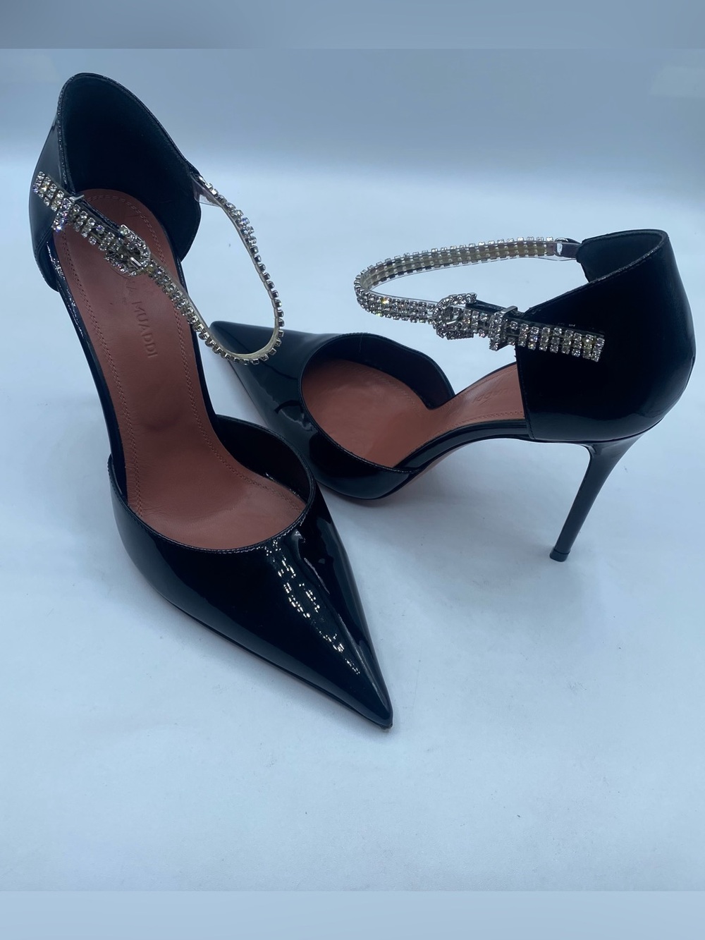 Amina Muaddi Ursina Crystal Embellished Patent Pumps